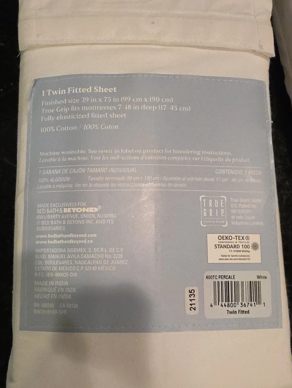 Nestwell Bedding Cool & Crisp Cotton Percale Twin Sheet Set NWT White